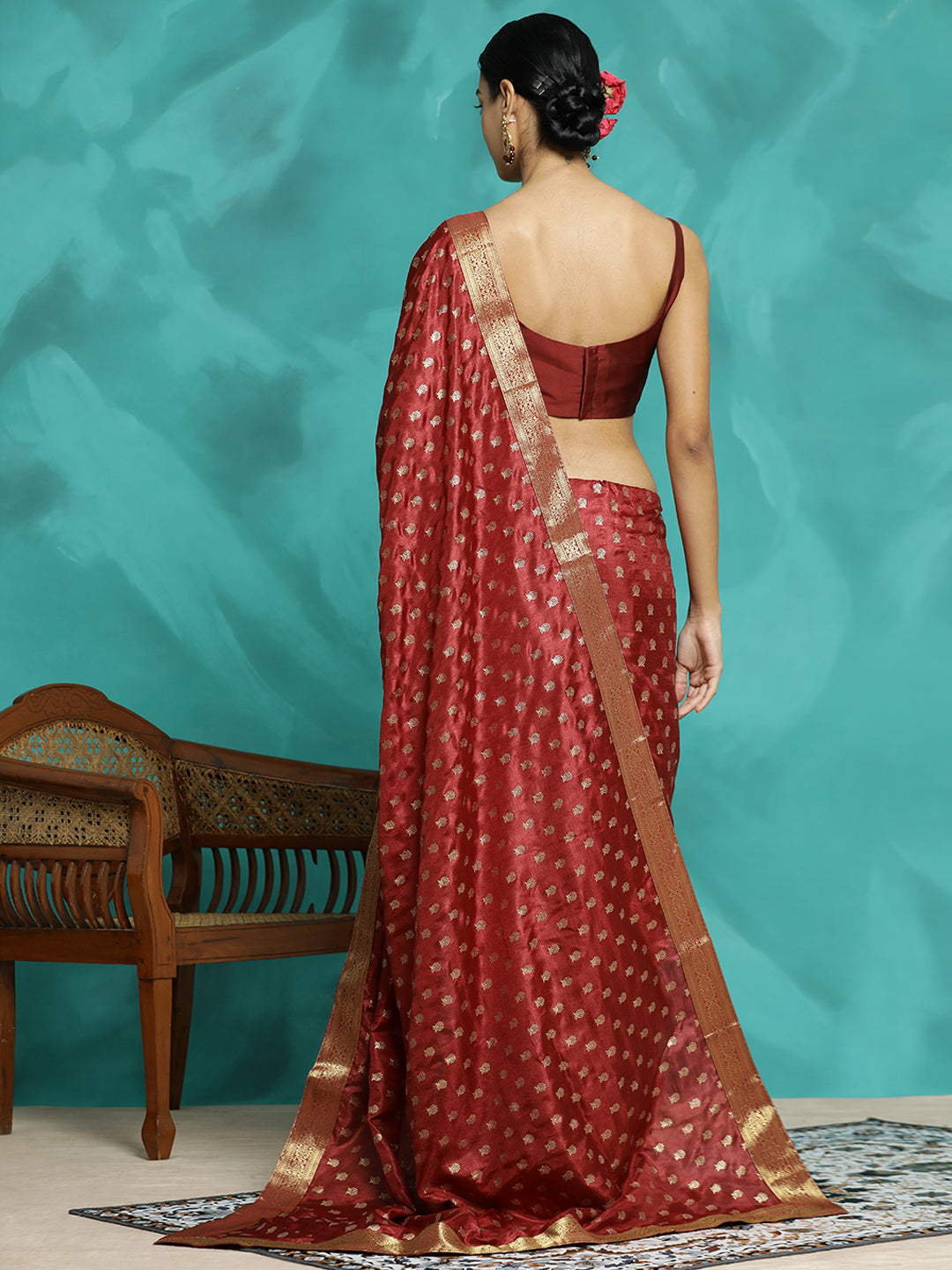 Woven Zari Red Banarasi Saree