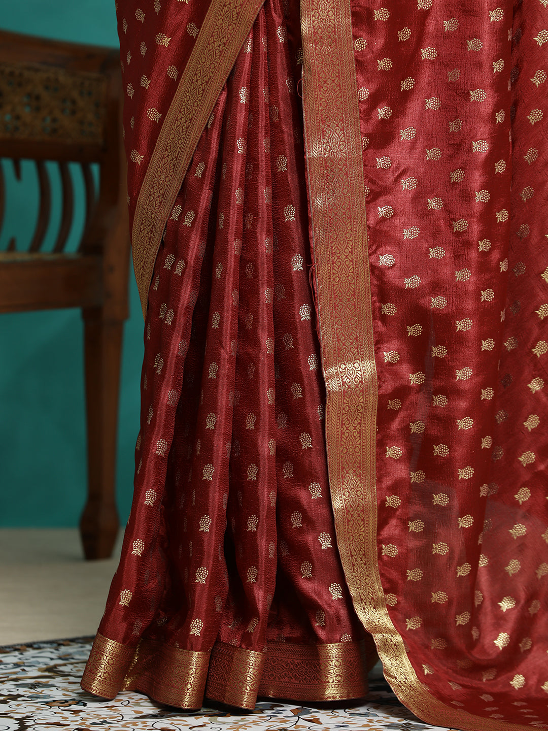 Woven Zari Red Banarasi Saree