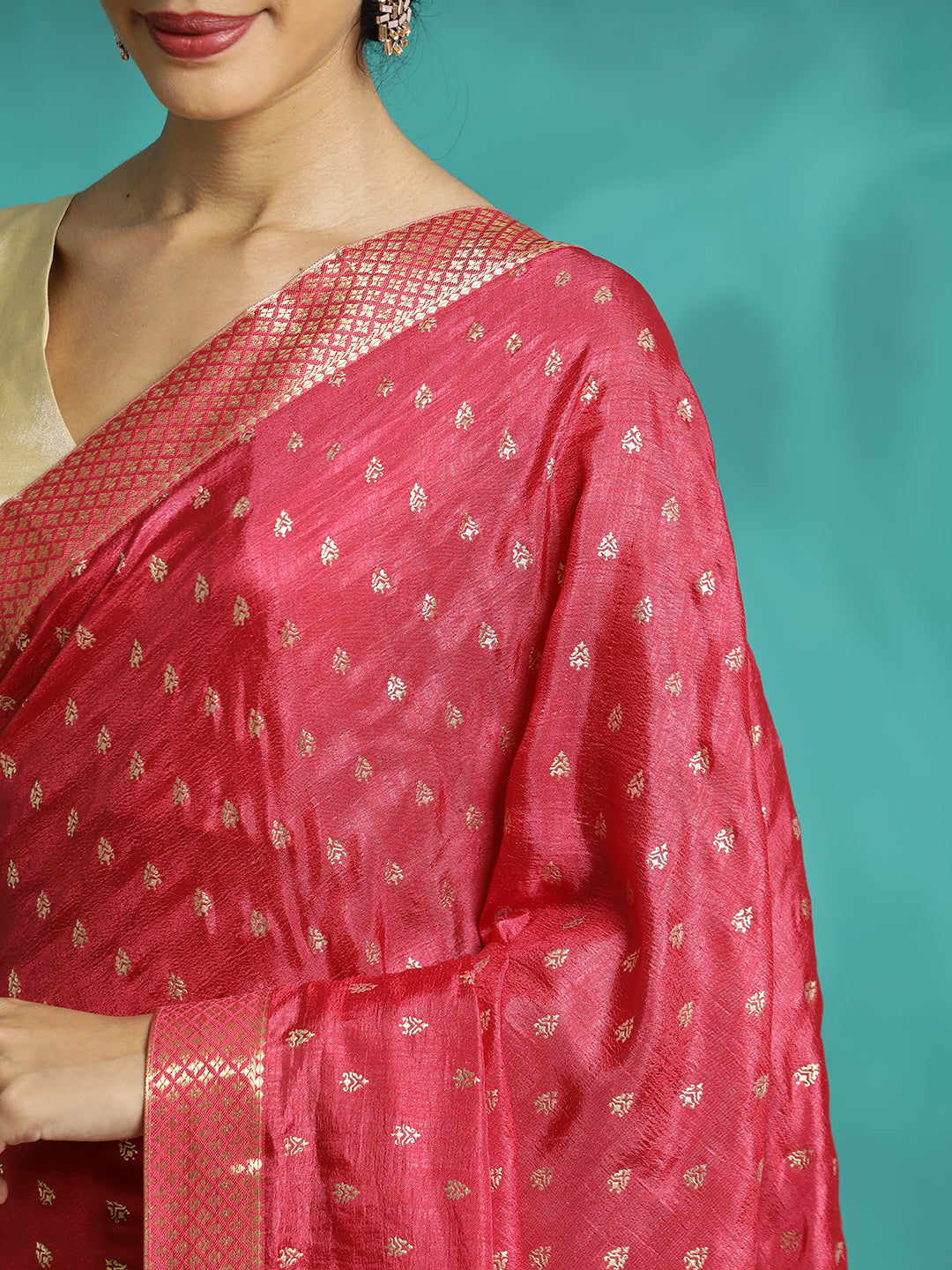 Silk Blend Party Wear Pink Saree