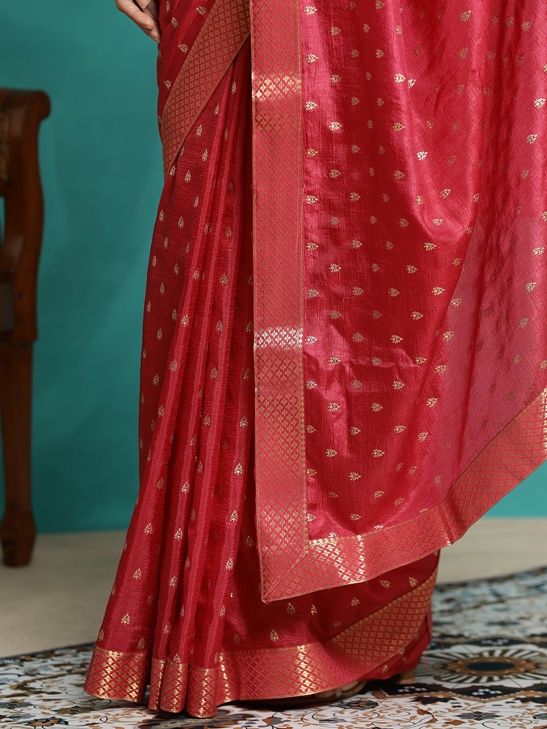 Silk Blend Party Wear Pink Saree