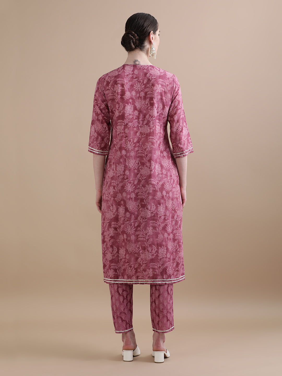 Pure Cotton Floral Flared Gotta Patti Kurta Sets With Dupatta