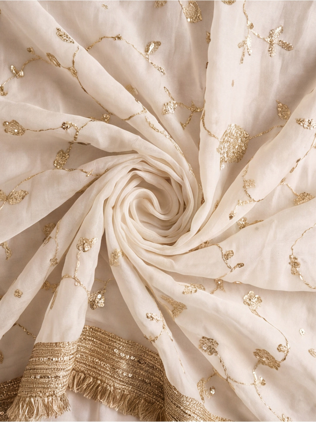 Pure Fandy Satin Pallu Beads Embroidery Work Saree With Unstitched Blouse Piece