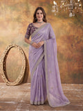 Pure Fandy Satin Pallu Embroidery With Border With Unstitched Blouse Piece