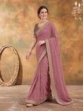 Silk Embroidery Sequence Work Saree With Multi Arco Border With Unstitched Blouse Piece