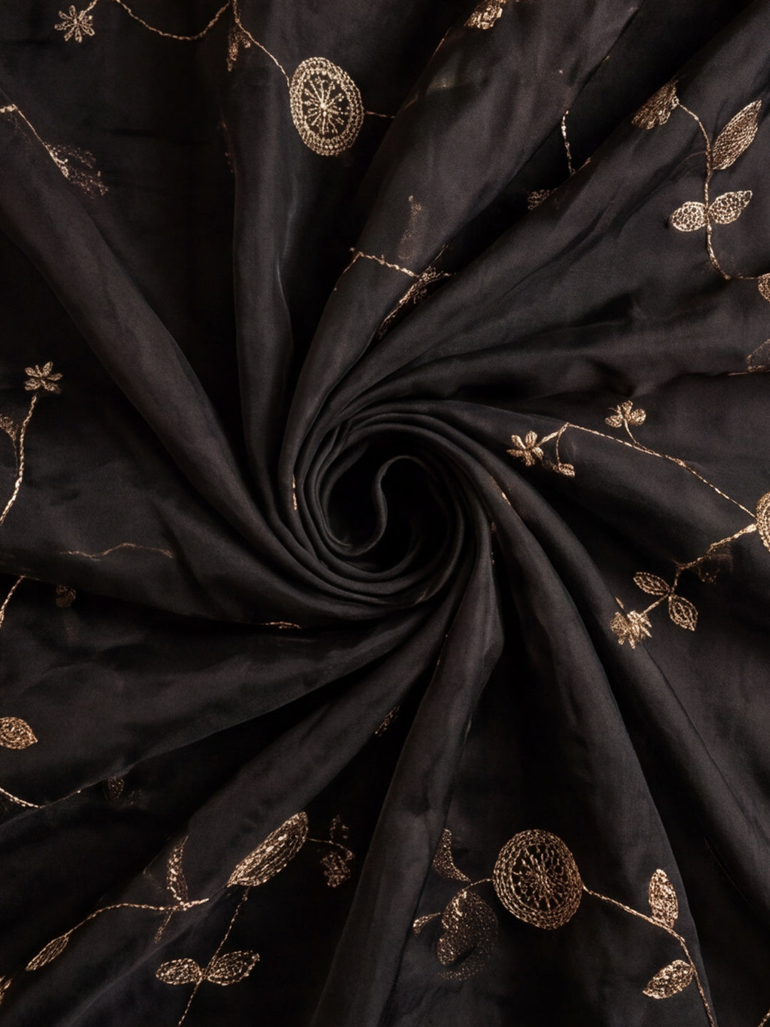 Pure Fandy Satin Pallu Beads Embroidery Work Saree With Unstitched Blouse Piece