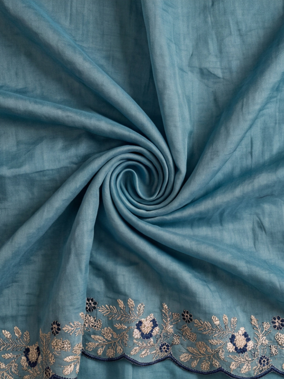 Soft Vichitra Silk  Embroidery Sequence Thread Work Saree With Unstitched Blouse Piece