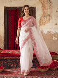 Designer Crunchy Silk Embroidery pallu Work Saree With Unstitched Blouse Piece