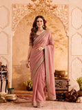Silk Embroidery Sequence Work Saree With Multi Arco Border With Unstitched Blouse Piece