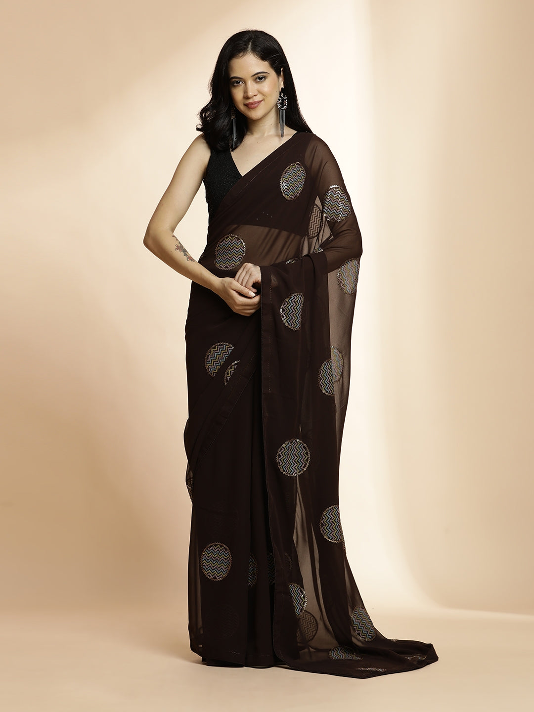 Party Wear Georgette Sequin Work Saree