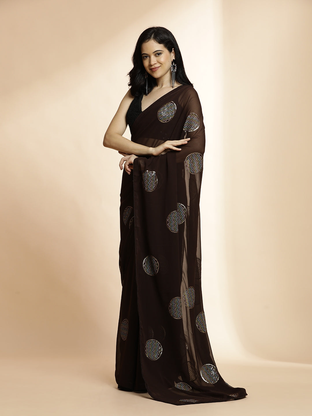 Party Wear Georgette Sequin Work Saree