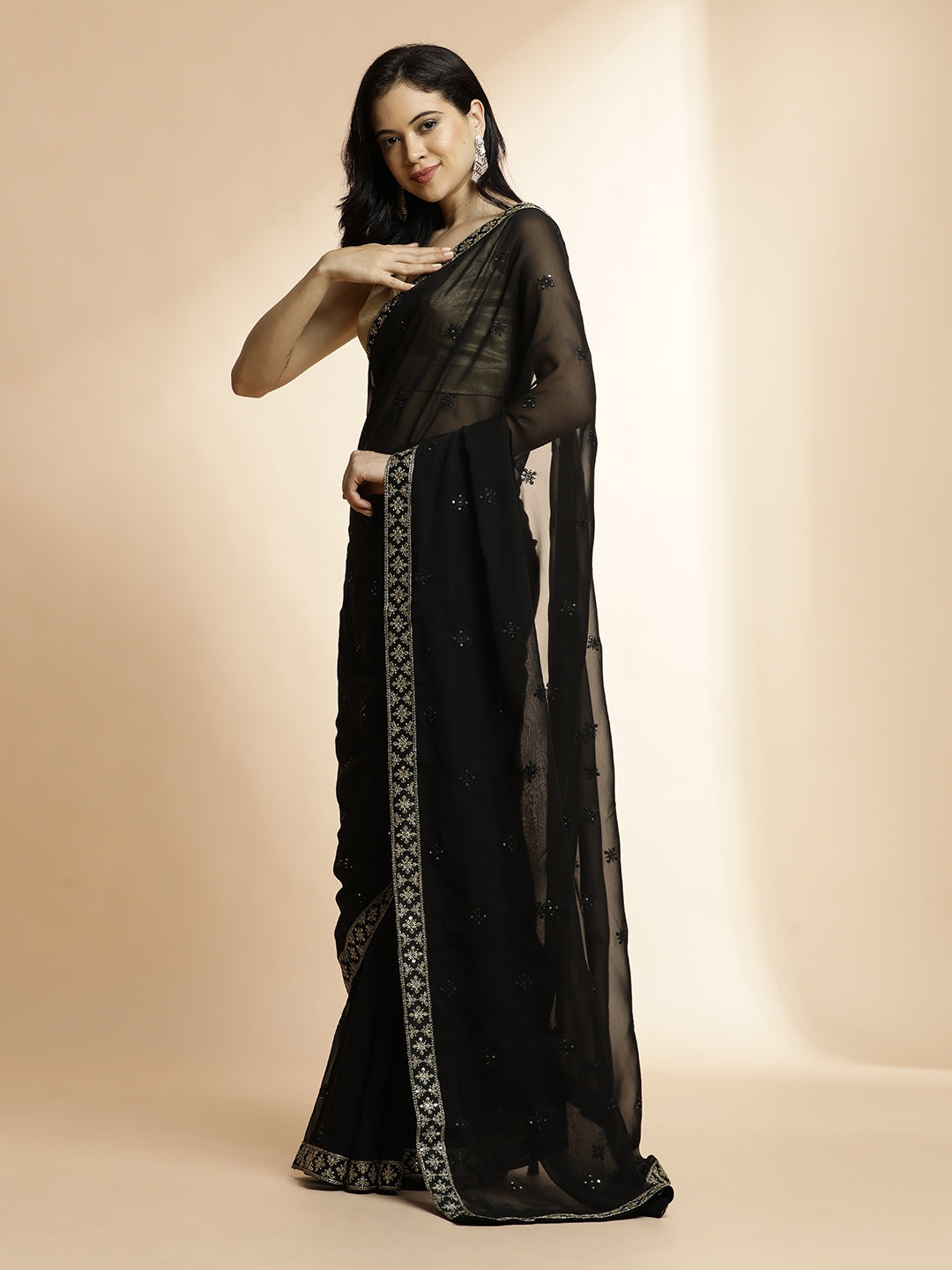 Party wear black newest saree