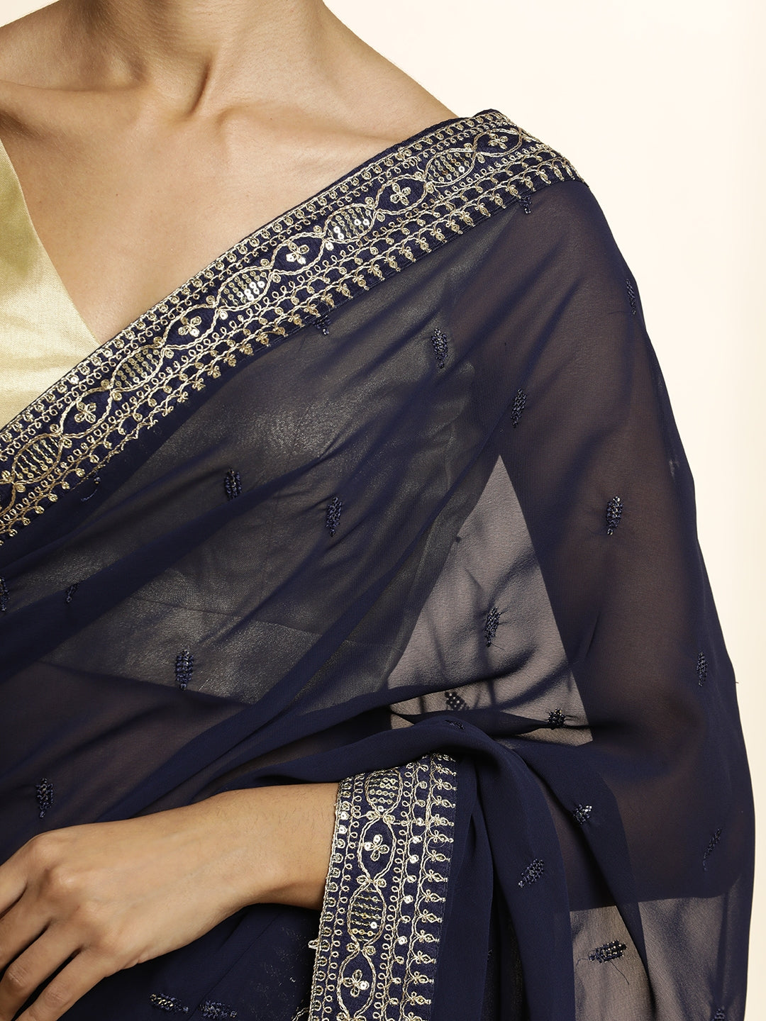 Blue Party Wear Sequin Work Georgette Saree