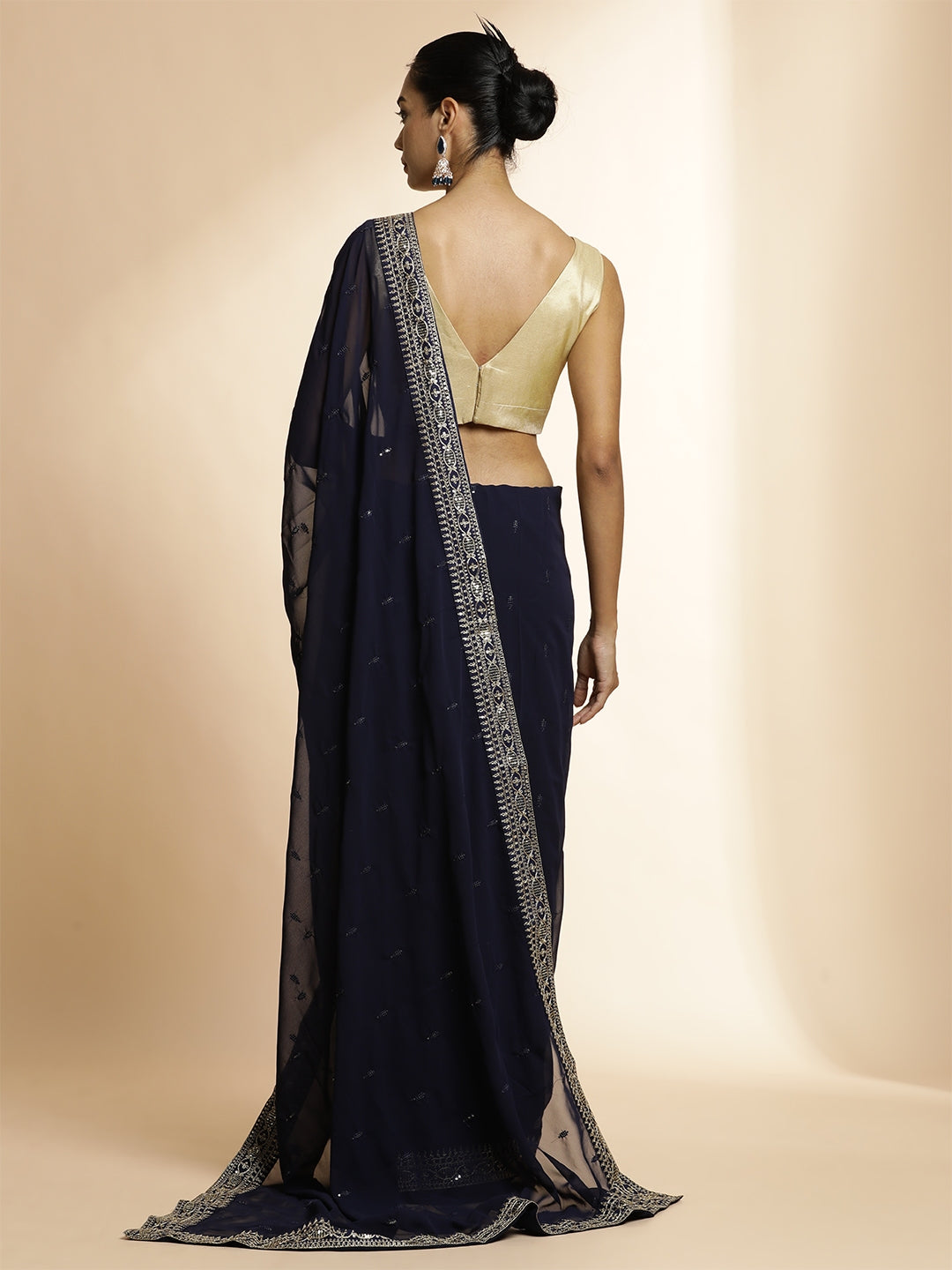 Blue Party Wear Sequin Work Georgette Saree