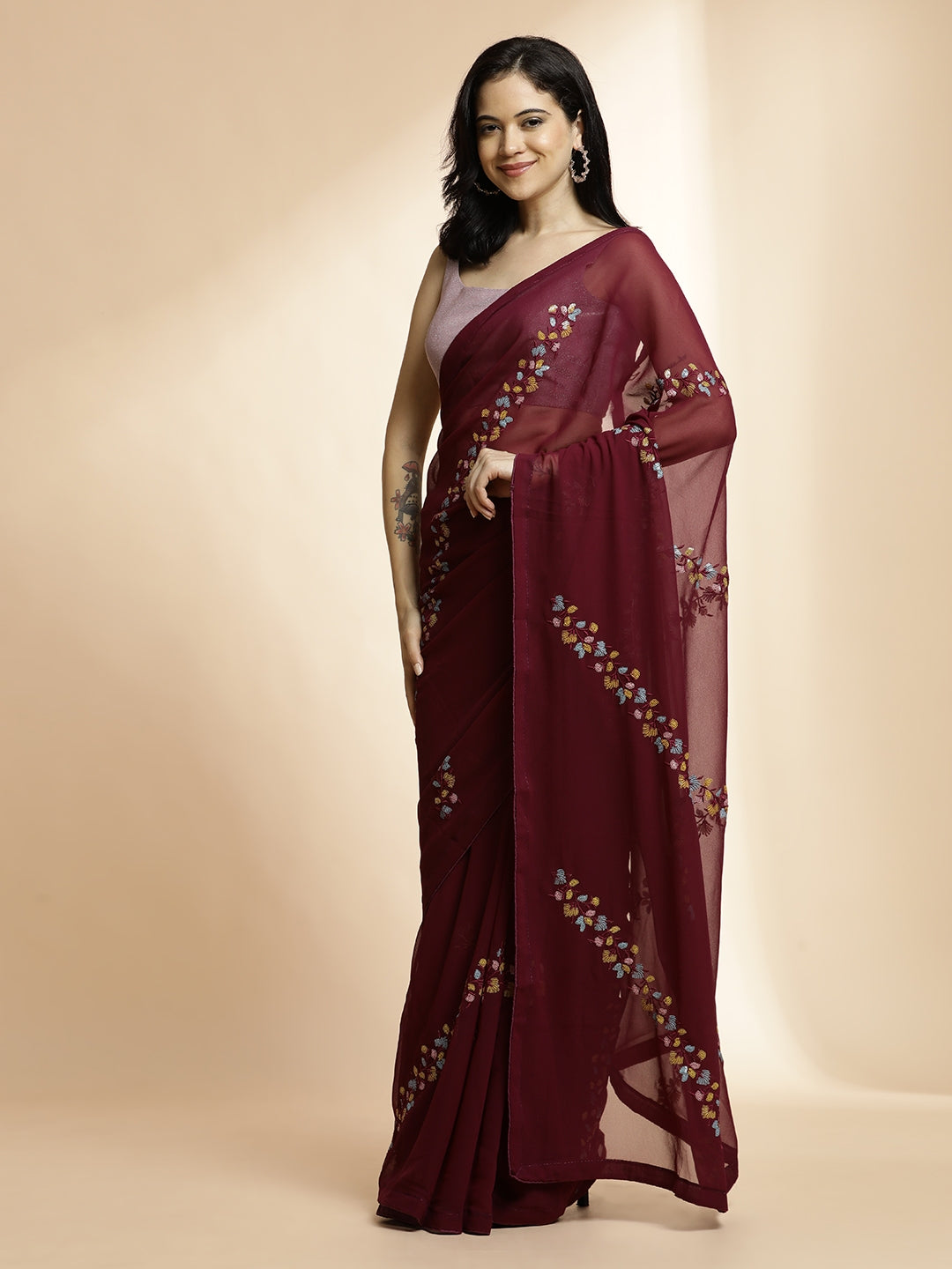 Sequin Work Party Wear Fancy Saree