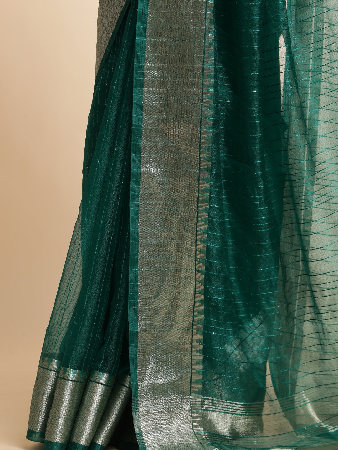 Teal Woven Khadi Organza Saree