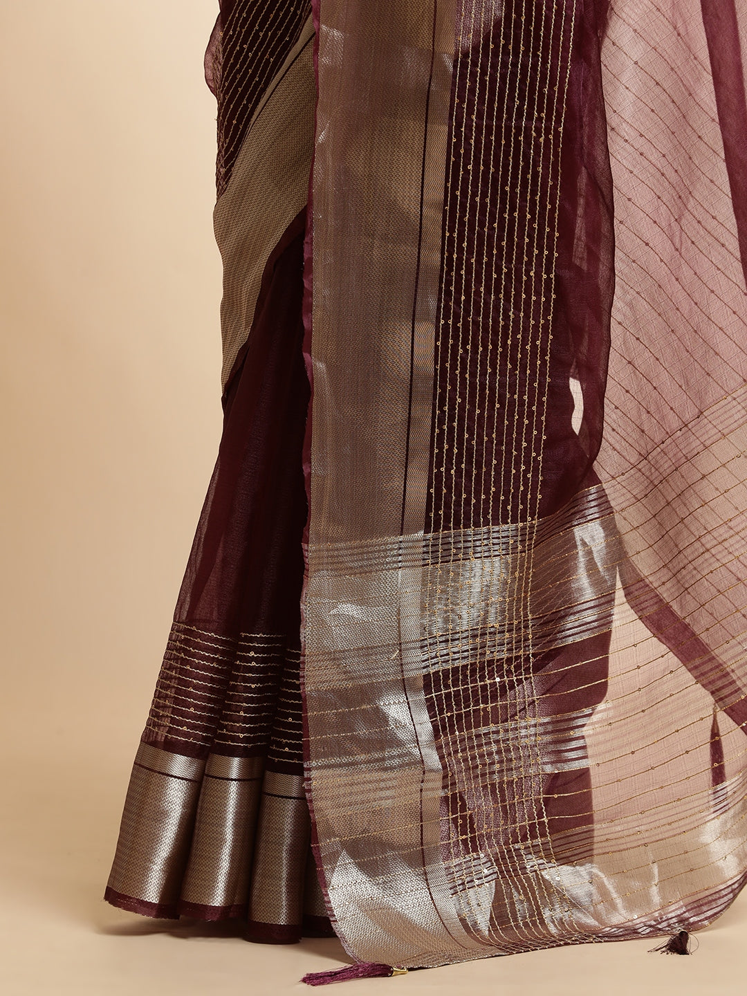 Woven Khadi Purple Organza Saree