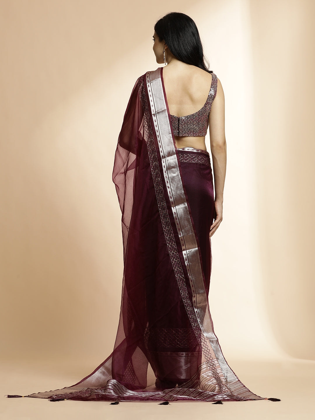 Purple Woven Design Khadi Organza Saree