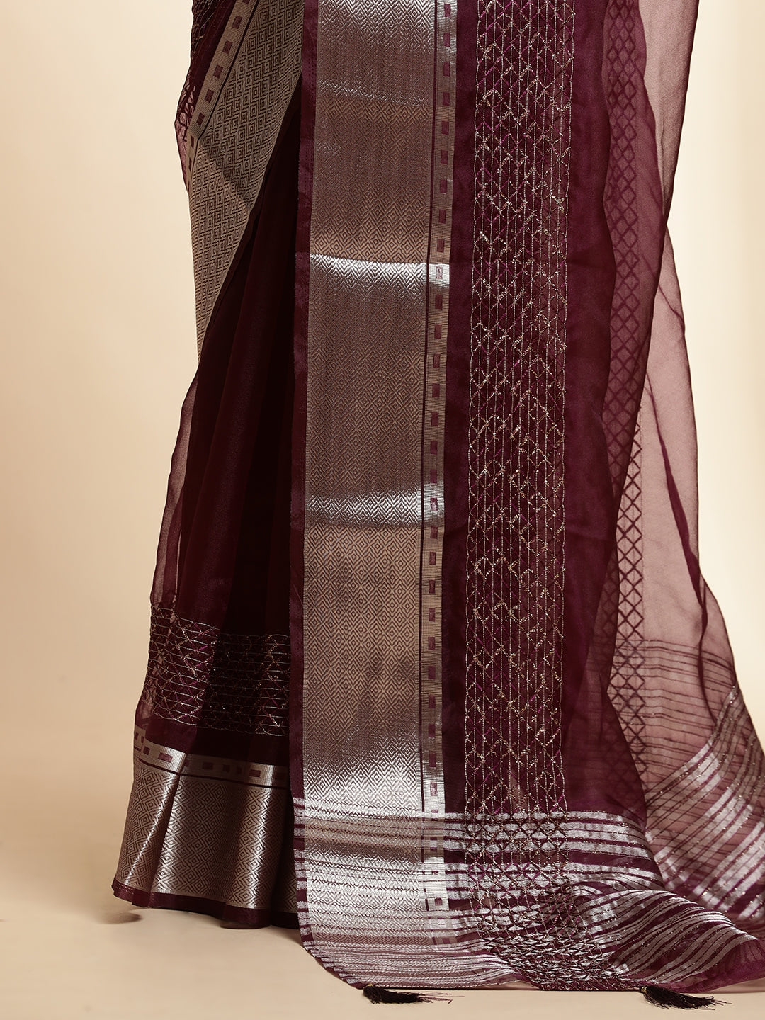 Purple Woven Design Khadi Organza Saree