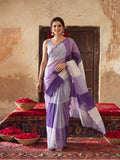 Women Lightweight Printed Beautiful Mirror Work Border Saree With Unstitched Blouse Piece