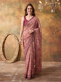 Women Lightweight Printed Beautiful Mirror Work Border Saree With Unstitched Blouse Piece
