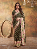 Women Lightweight Printed Beautiful Mirror Work Border Saree With Unstitched Blouse Piece