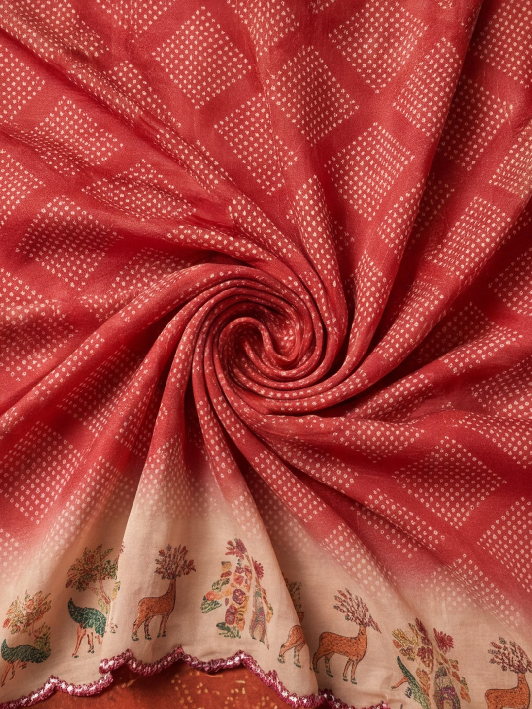 Women Lightweight Printed Beautiful Mirror Work Border Saree With Unstitched Blouse Piece