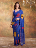 Women Lightweight Printed Beautiful Mirror Work Border Saree With Unstitched Blouse Piece
