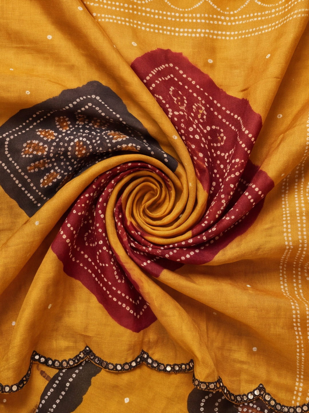 Women Lightweight Printed Beautiful Mirror Work Border Saree With Unstitched Blouse Piece