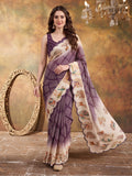 Women Lightweight Printed Beautiful Mirror Work Border Saree With Unstitched Blouse Piece