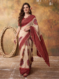 Women Lightweight Printed Beautiful Mirror Work Border Saree With Unstitched Blouse Piece