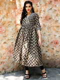 Ethnic Printed Charcoal Grey Anarkali Kurta