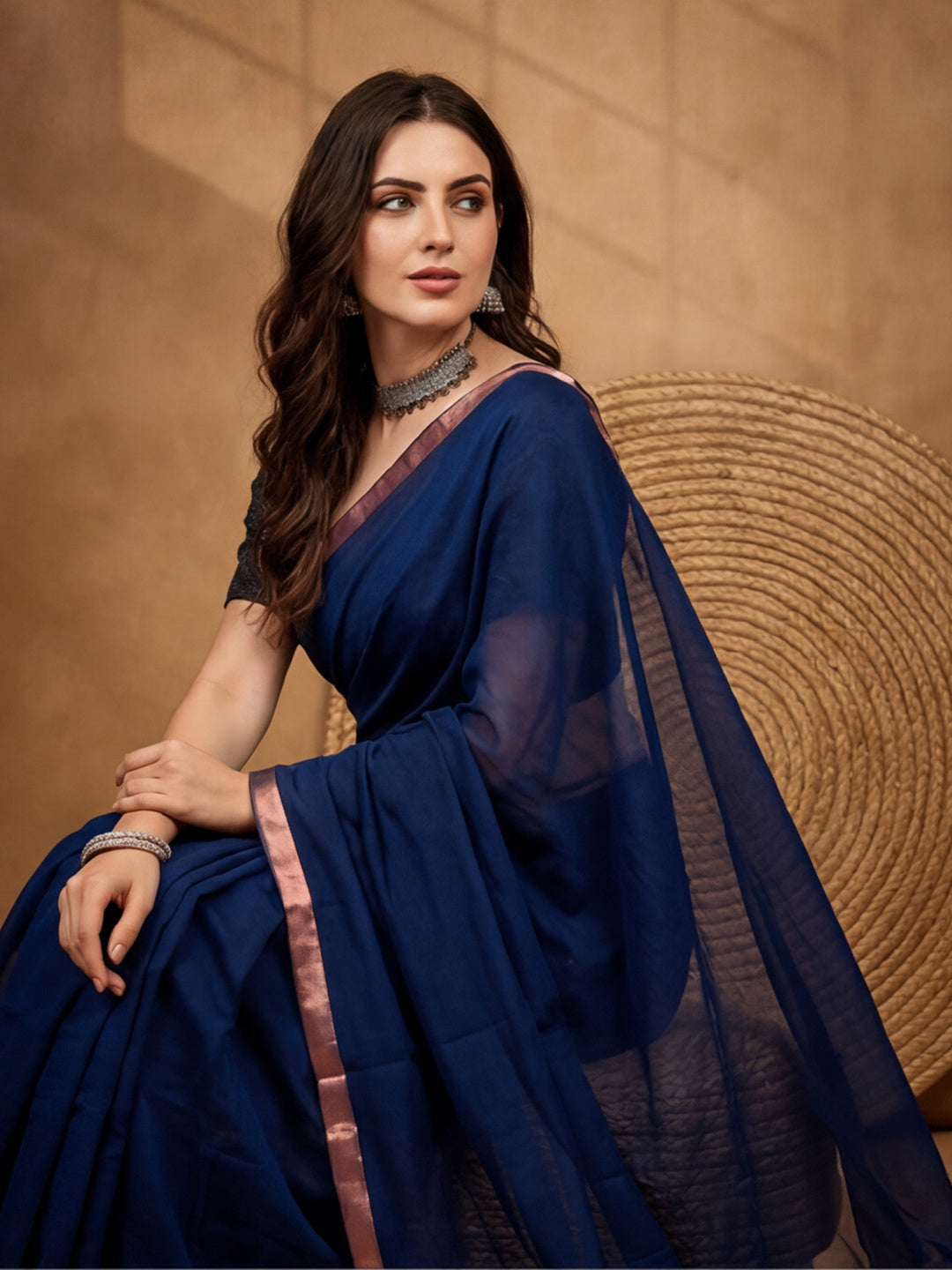 Solid Pure Cotton Saree with Unstiched Blouse
