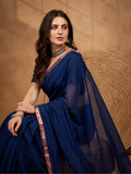 Solid Pure Cotton Saree with Unstiched Blouse
