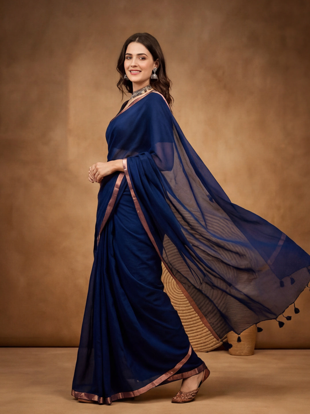 Solid Pure Cotton Saree with Unstiched Blouse