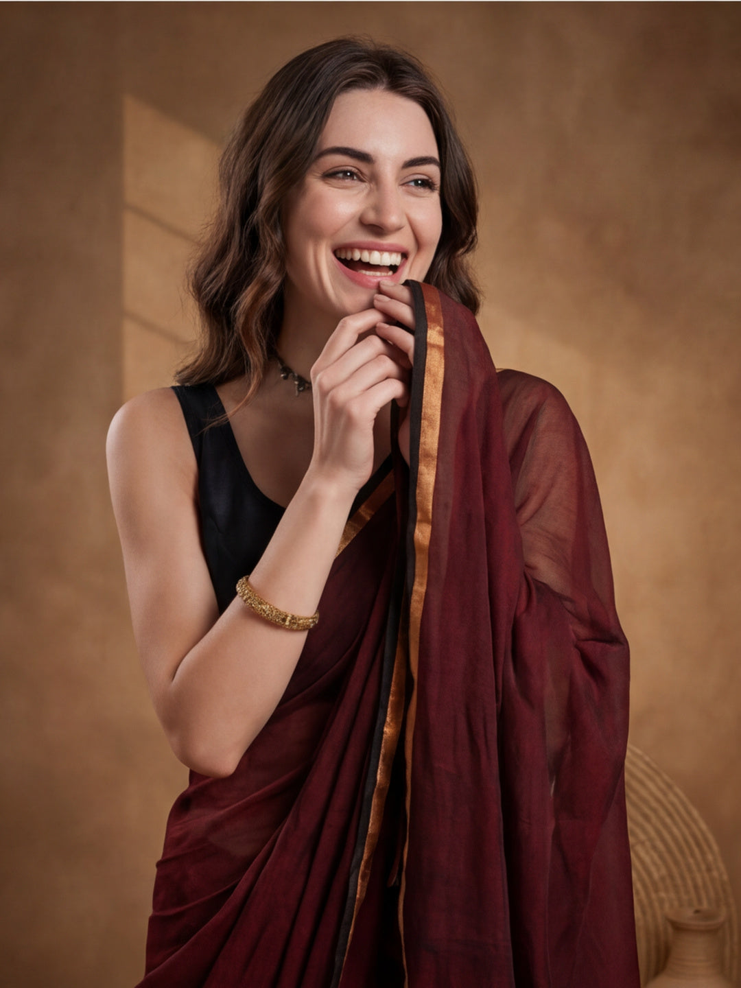 Solid Pure Cotton Saree with Unstiched Blouse