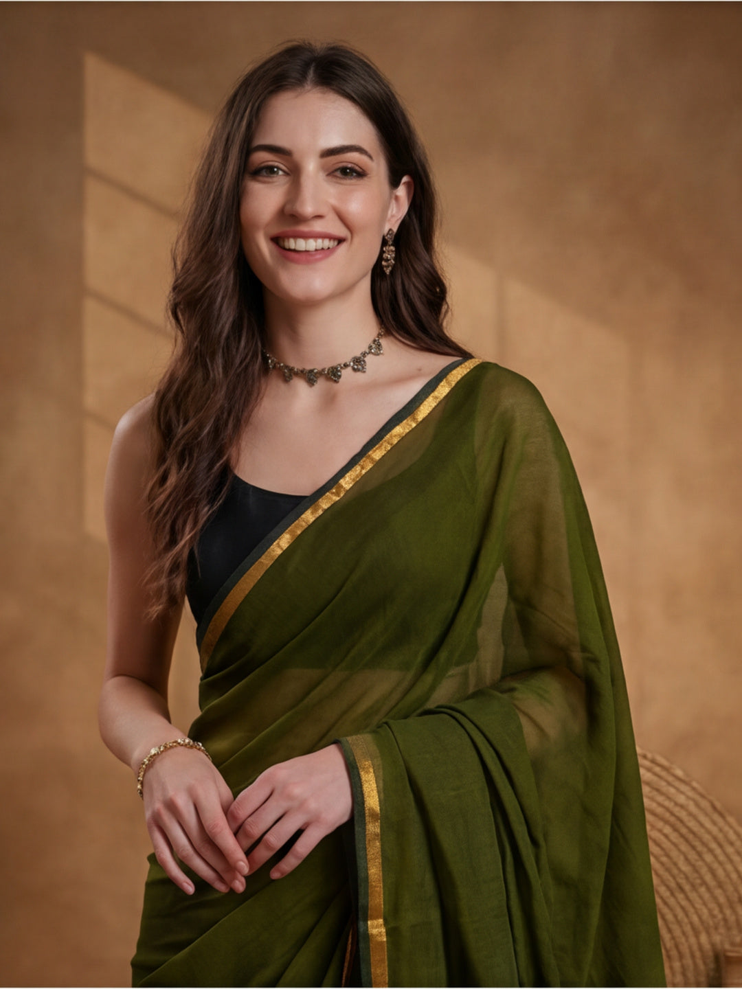 Solid Pure Cotton Saree with Unstiched Blouse