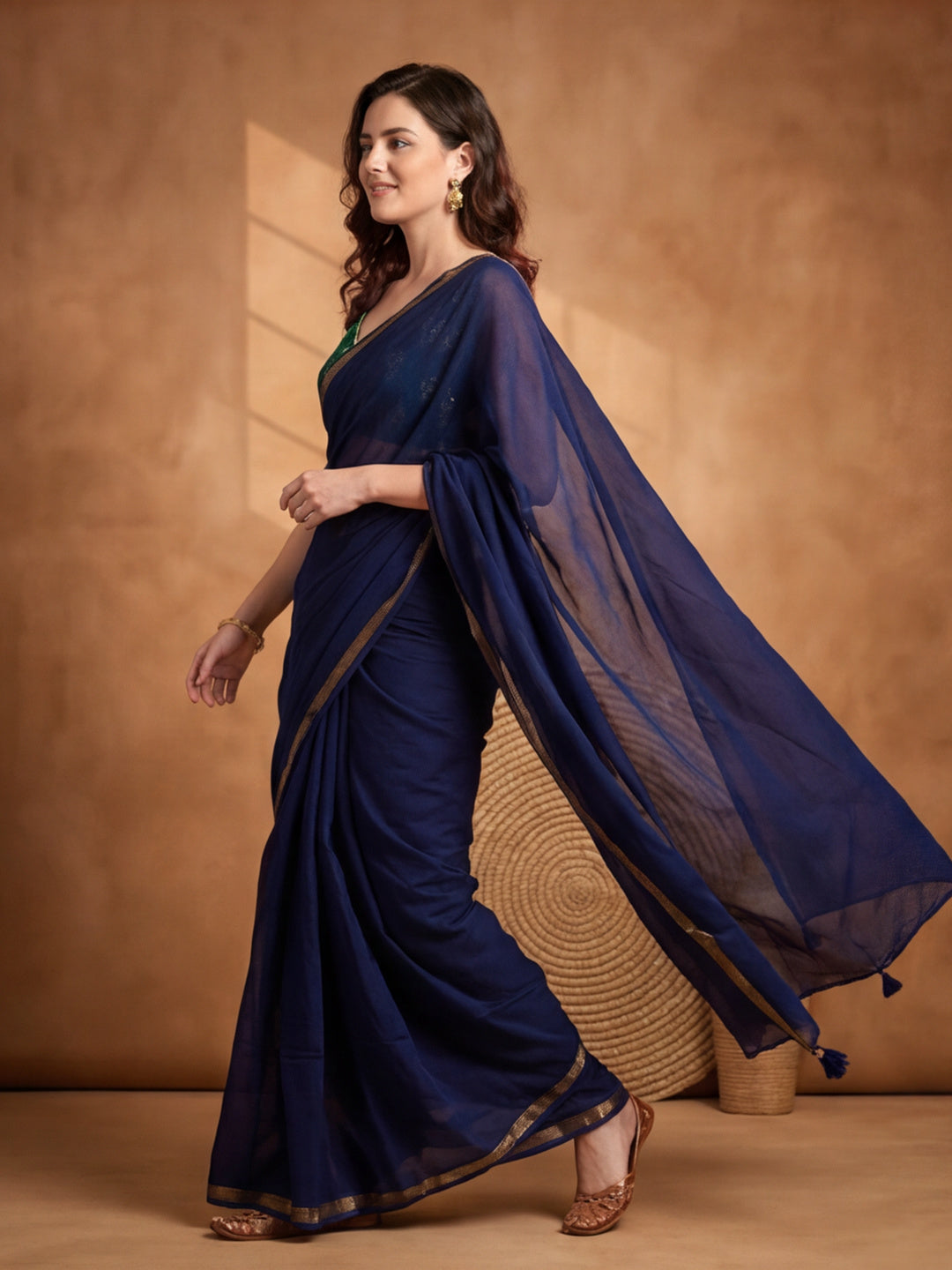 Solid Pure Cotton Saree with Unstiched Blouse