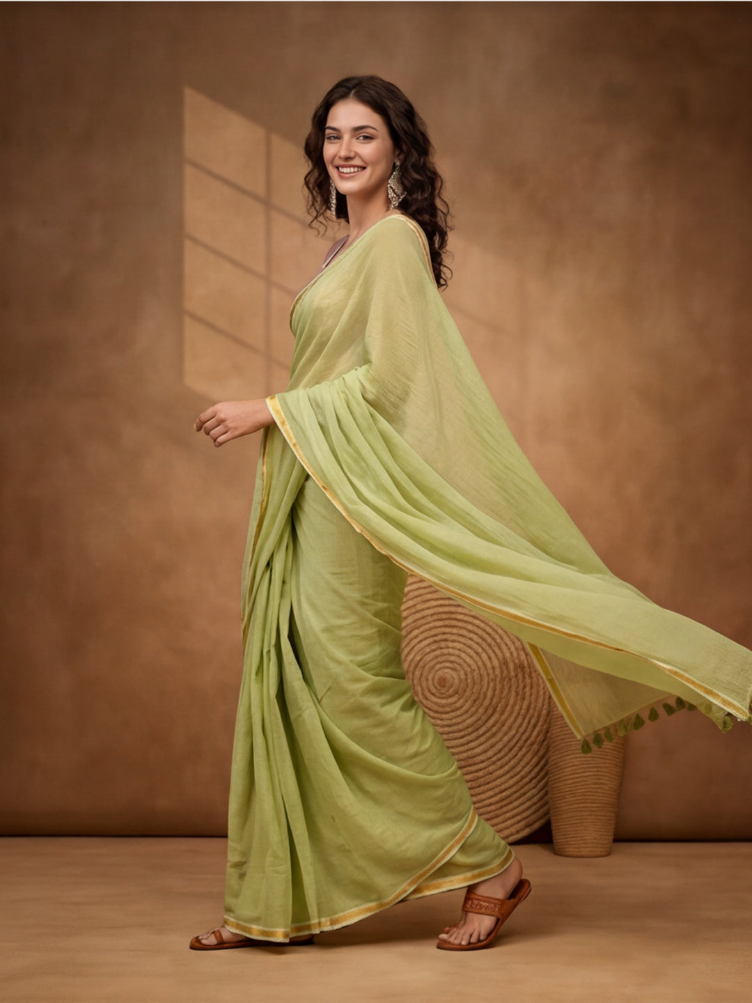 Solid Pure Cotton Saree with Unstiched Blouse