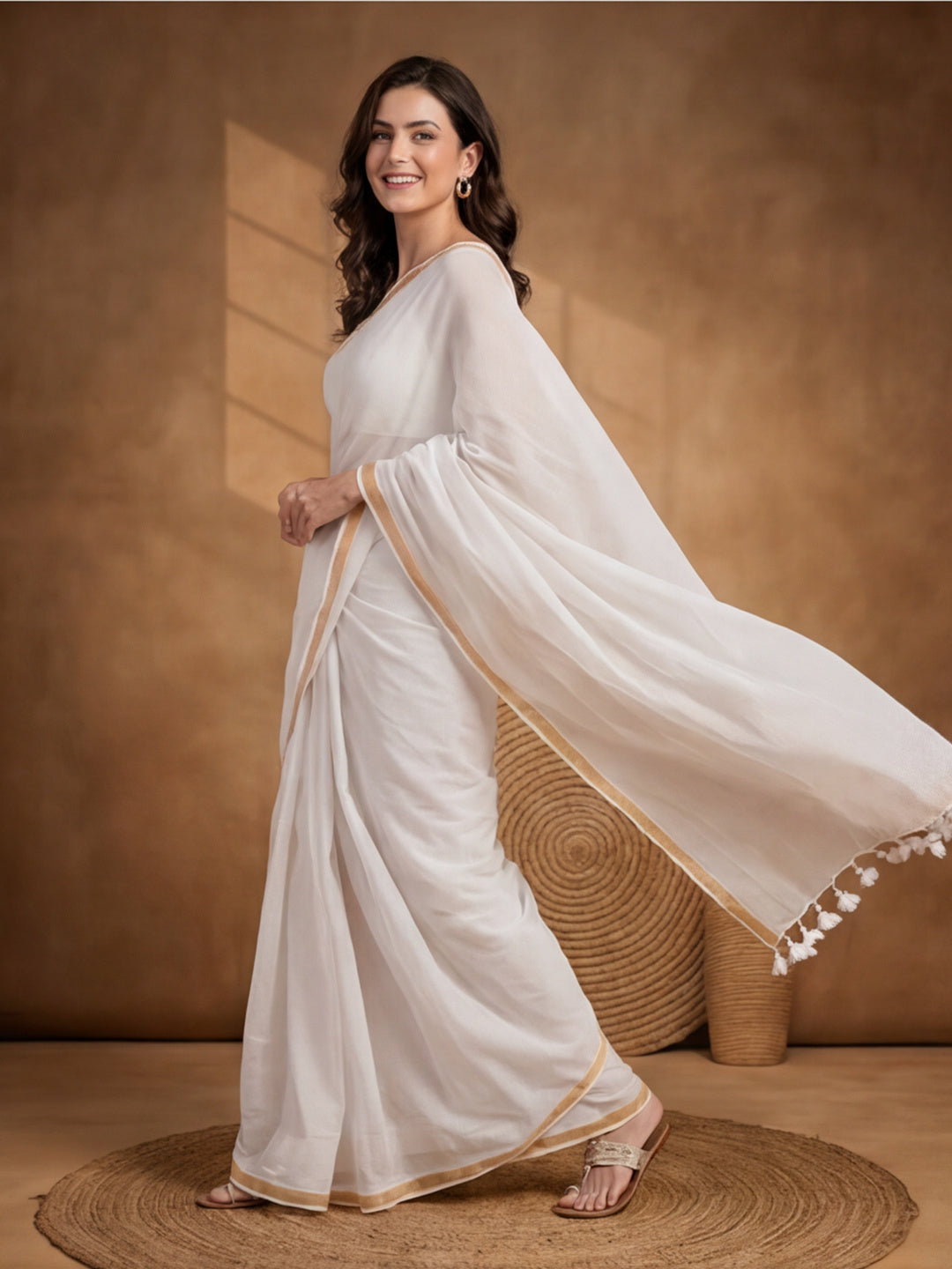 Solid Pure Cotton Saree with Unstiched Blouse