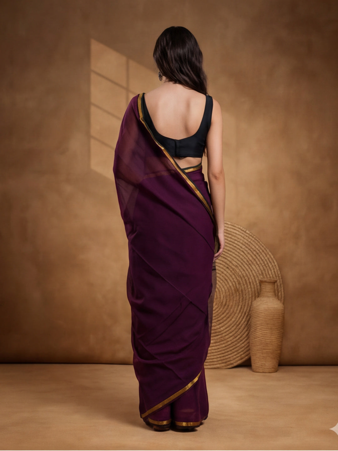 Solid Pure Cotton Saree with Unstiched Blouse