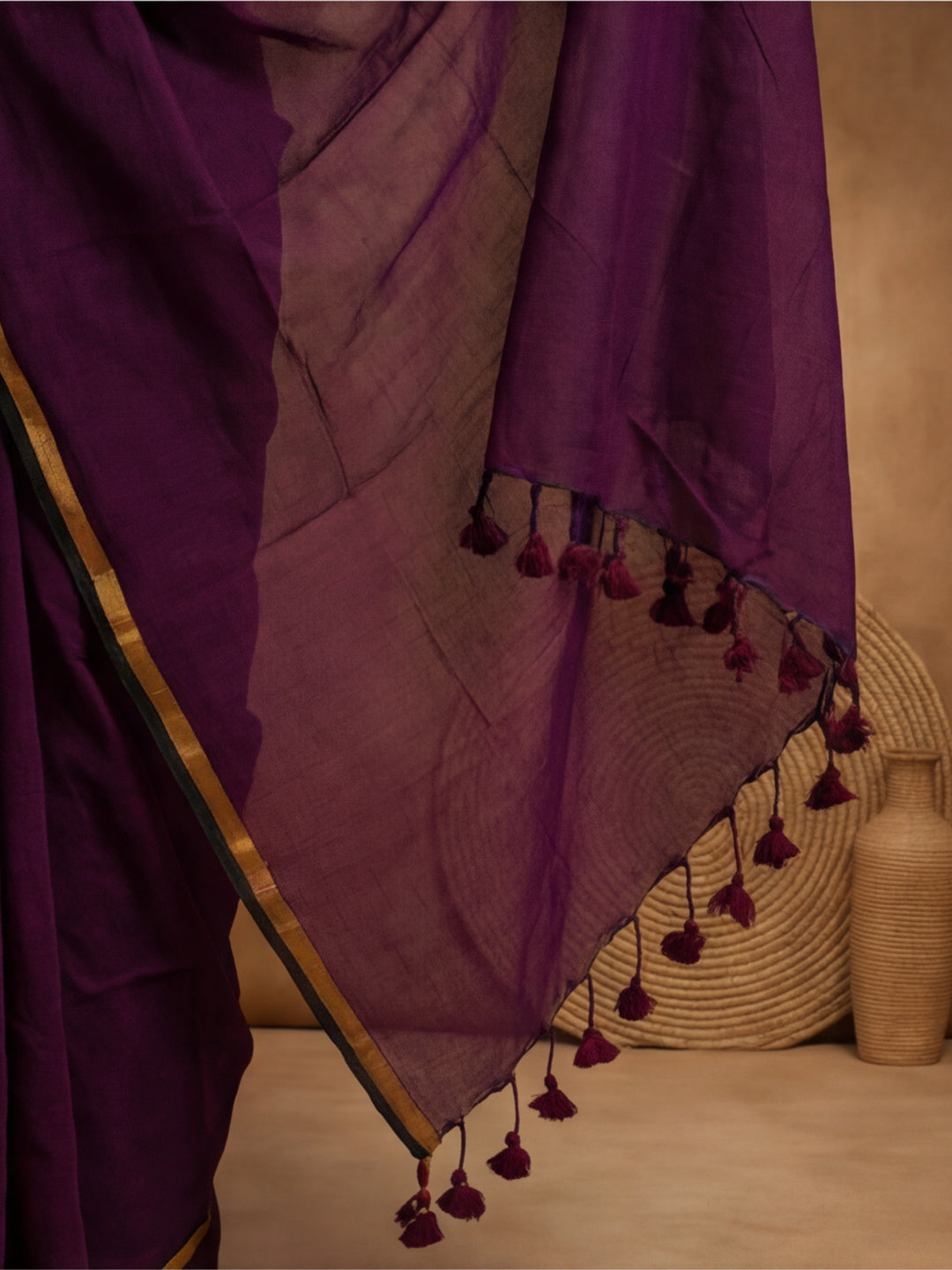 Solid Pure Cotton Saree with Unstiched Blouse