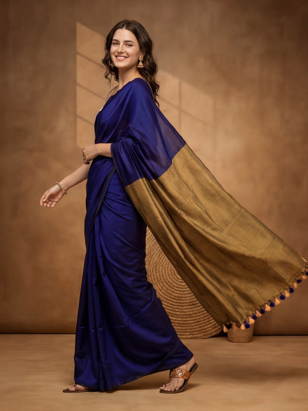 Solid Pure Cotton Saree with Unstiched Blouse