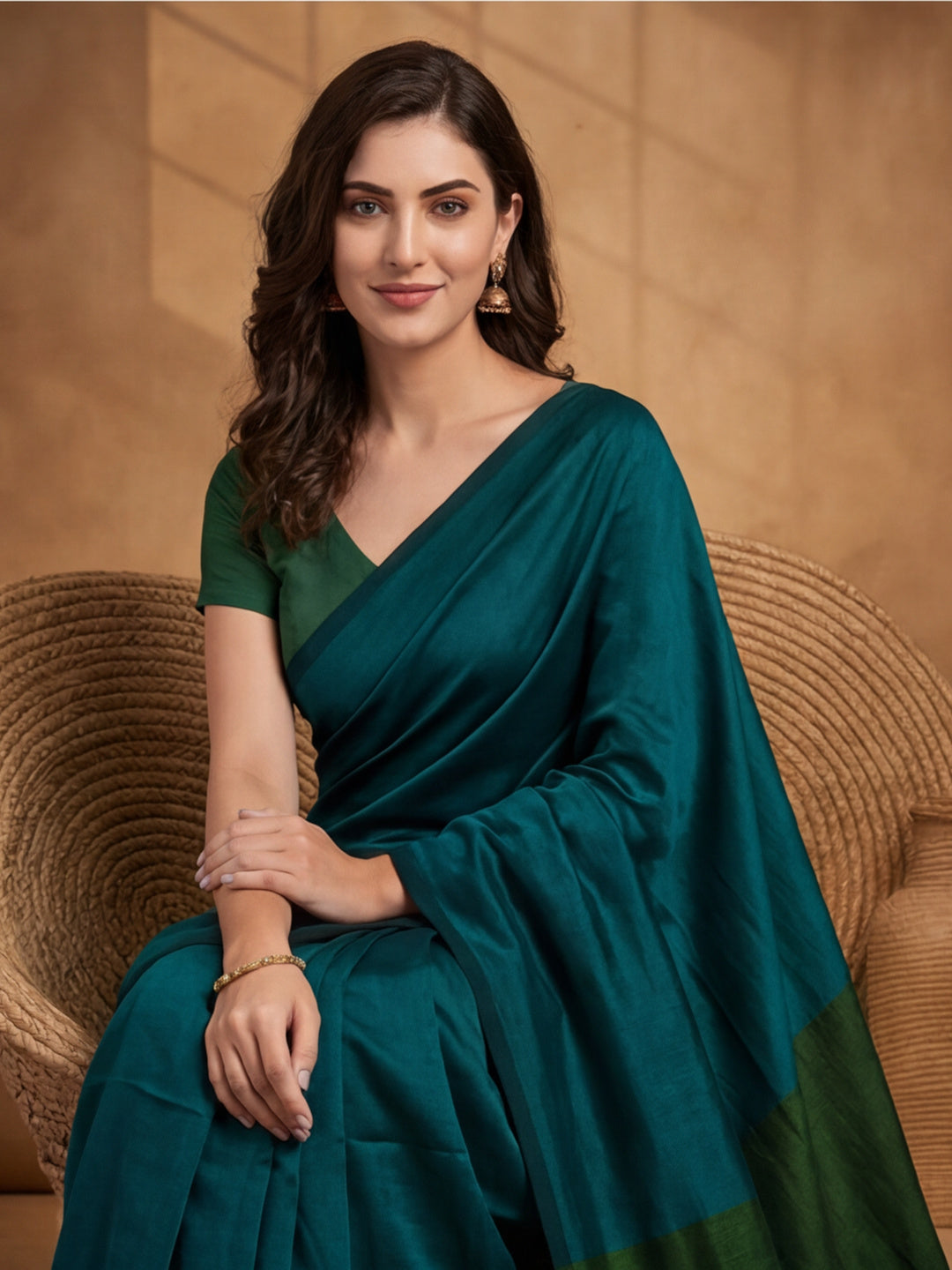 Solid Pure Cotton Saree with Unstiched Blouse