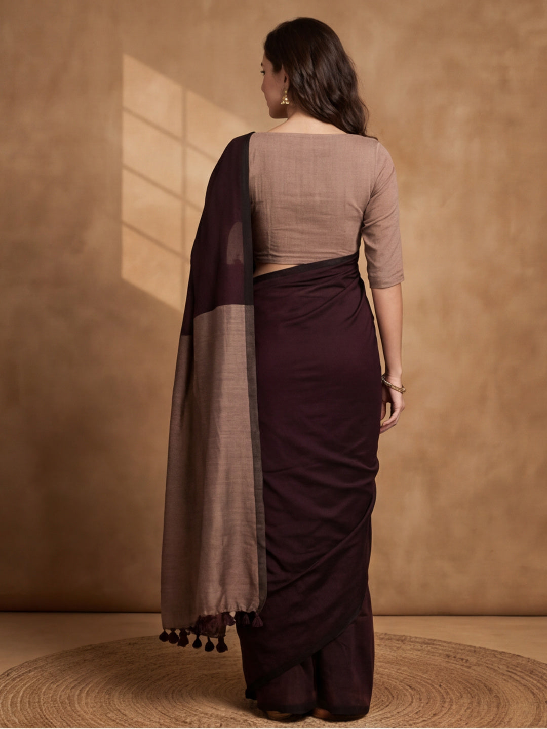 Solid Pure Cotton Saree with Unstiched Blouse
