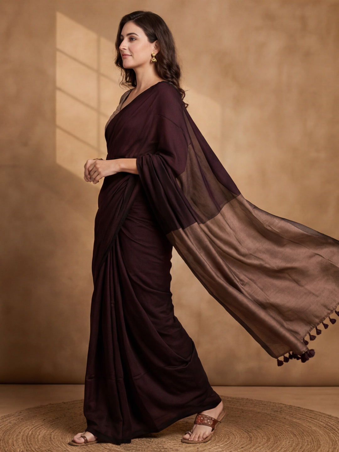 Solid Pure Cotton Saree with Unstiched Blouse