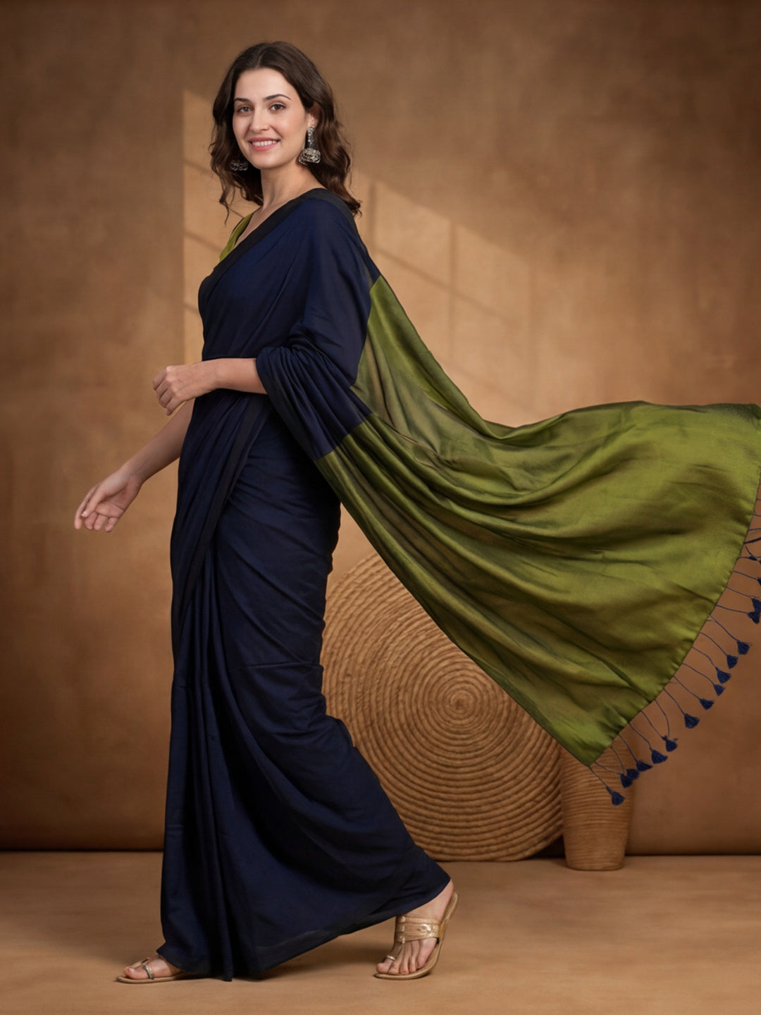 Solid Pure Cotton Saree with Unstiched Blouse