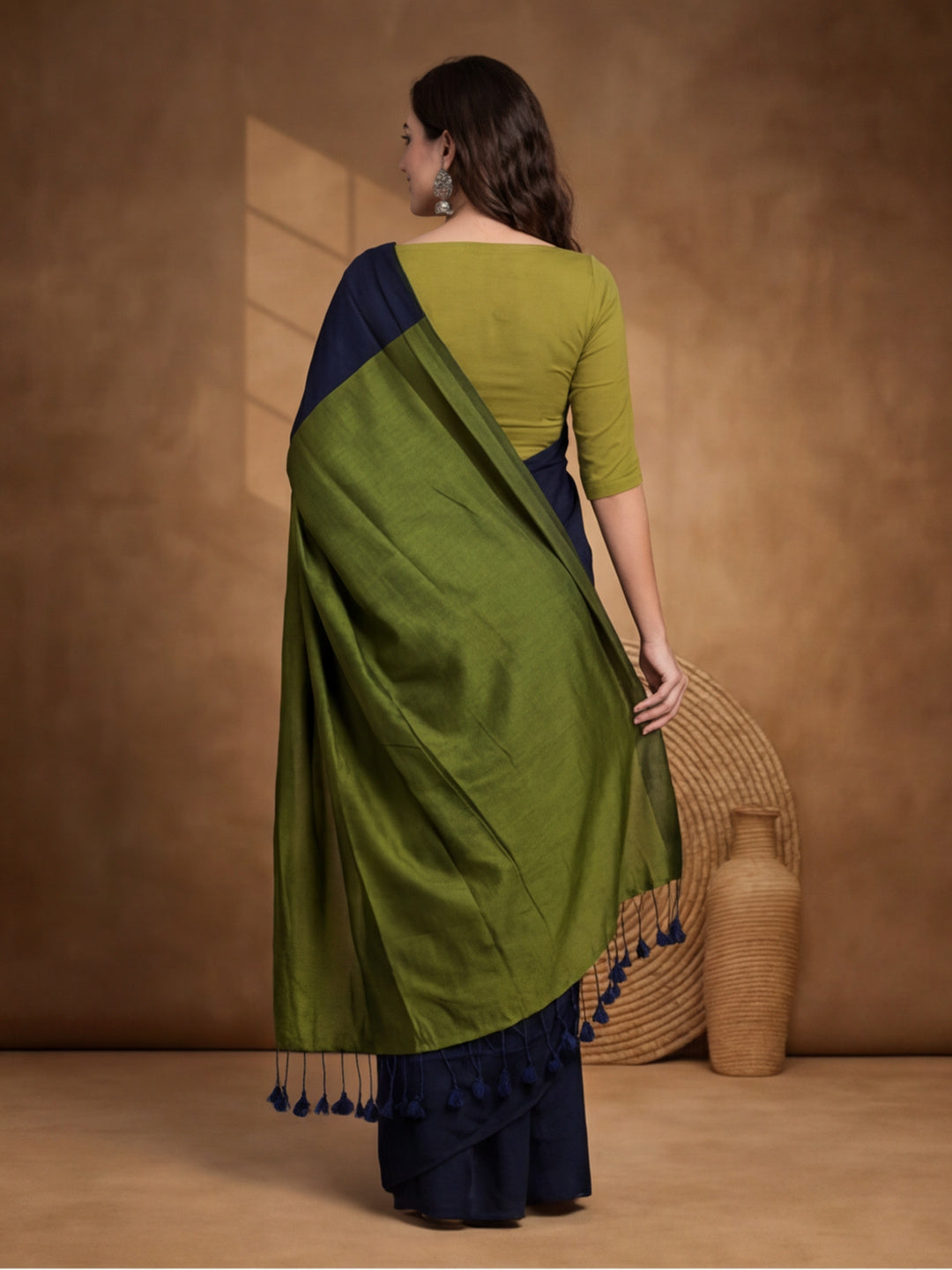 Solid Pure Cotton Saree with Unstiched Blouse