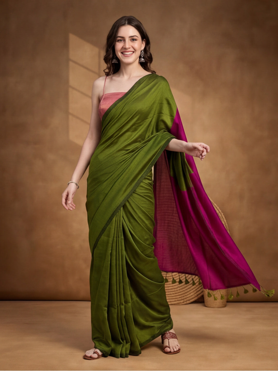 Solid Pure Cotton Saree with Unstiched Blouse