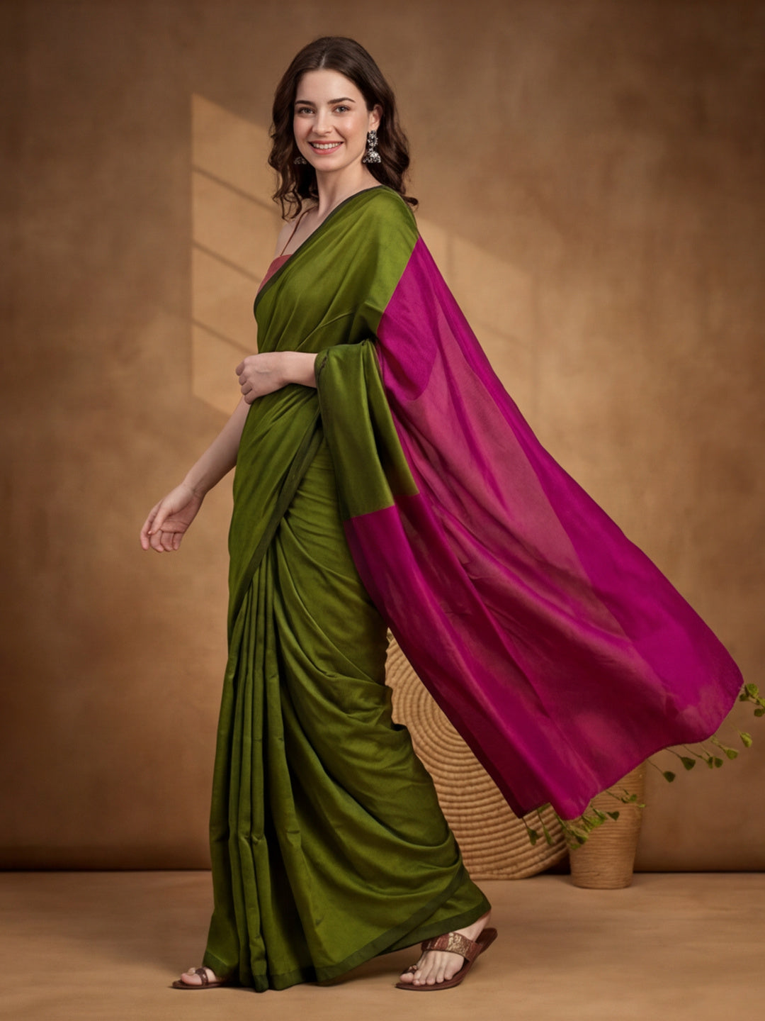 Solid Pure Cotton Saree with Unstiched Blouse