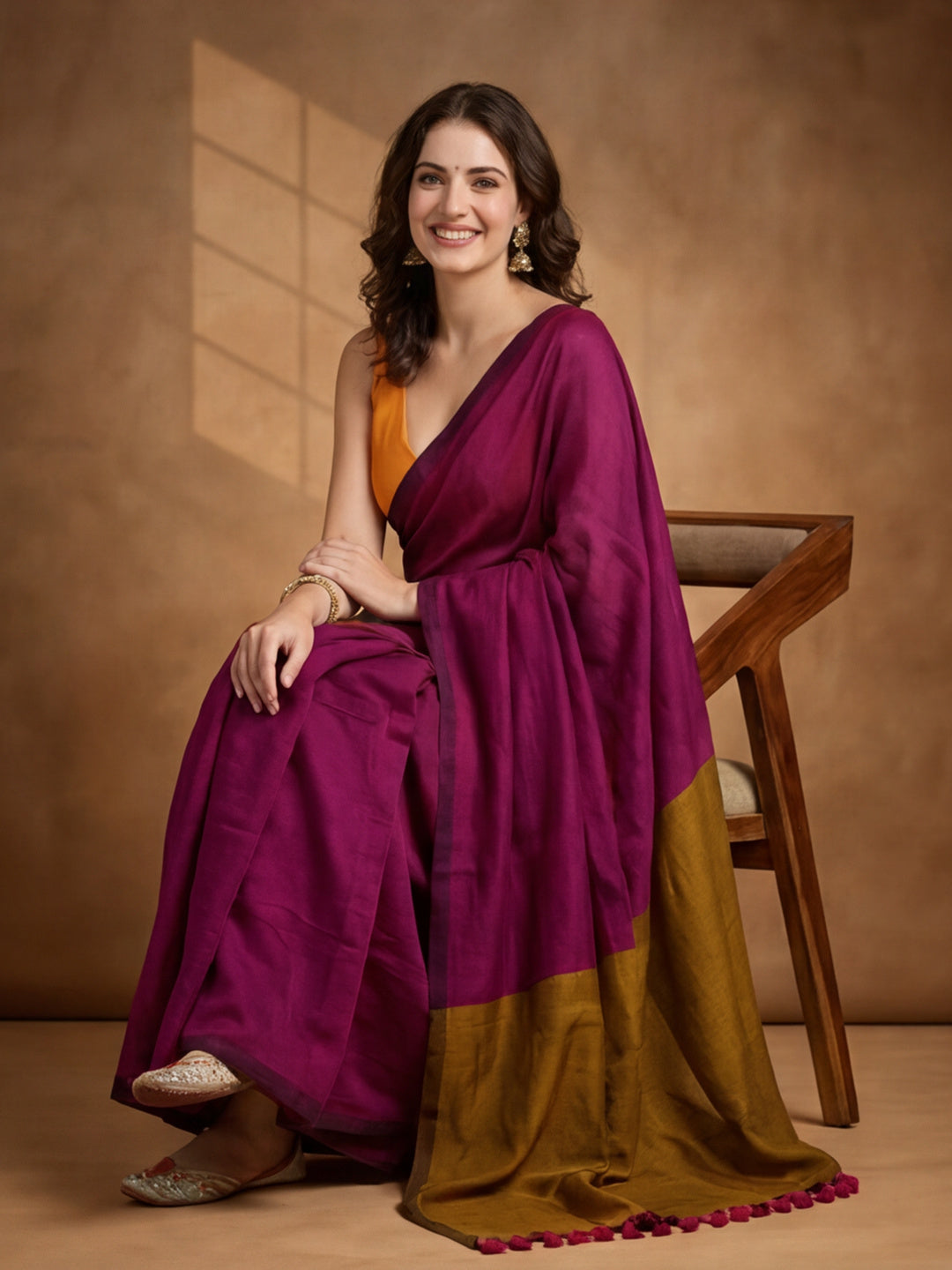 Solid Pure Cotton Saree with Unstiched Blouse